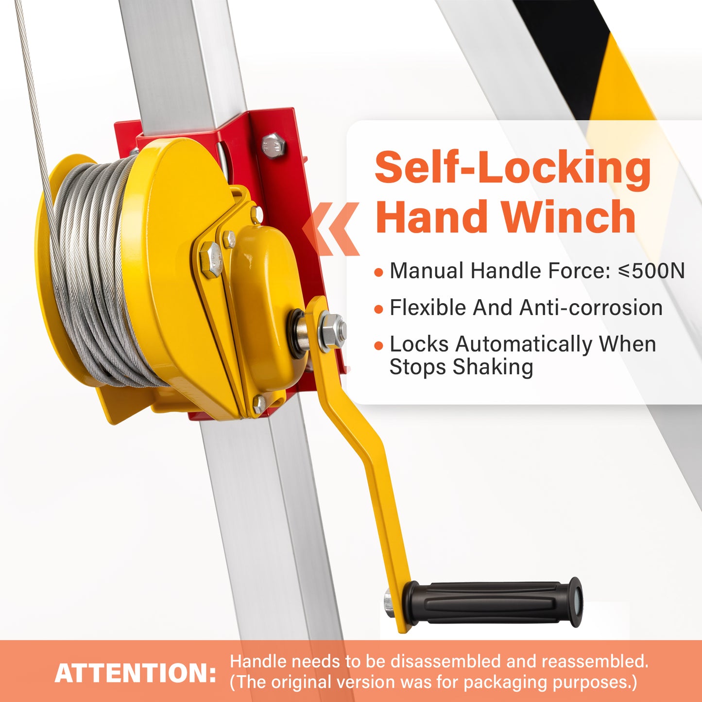 TRSMIMA Confined Space Tripod Kit - Heavy Duty Rescue Tripod Lifting Hoist 1200LBS Winch| 7'Adjustable Legs| 98' Cable Portable Tripod Kit| 32.8' Fall Protection| 4.4-7.02ft Working Height