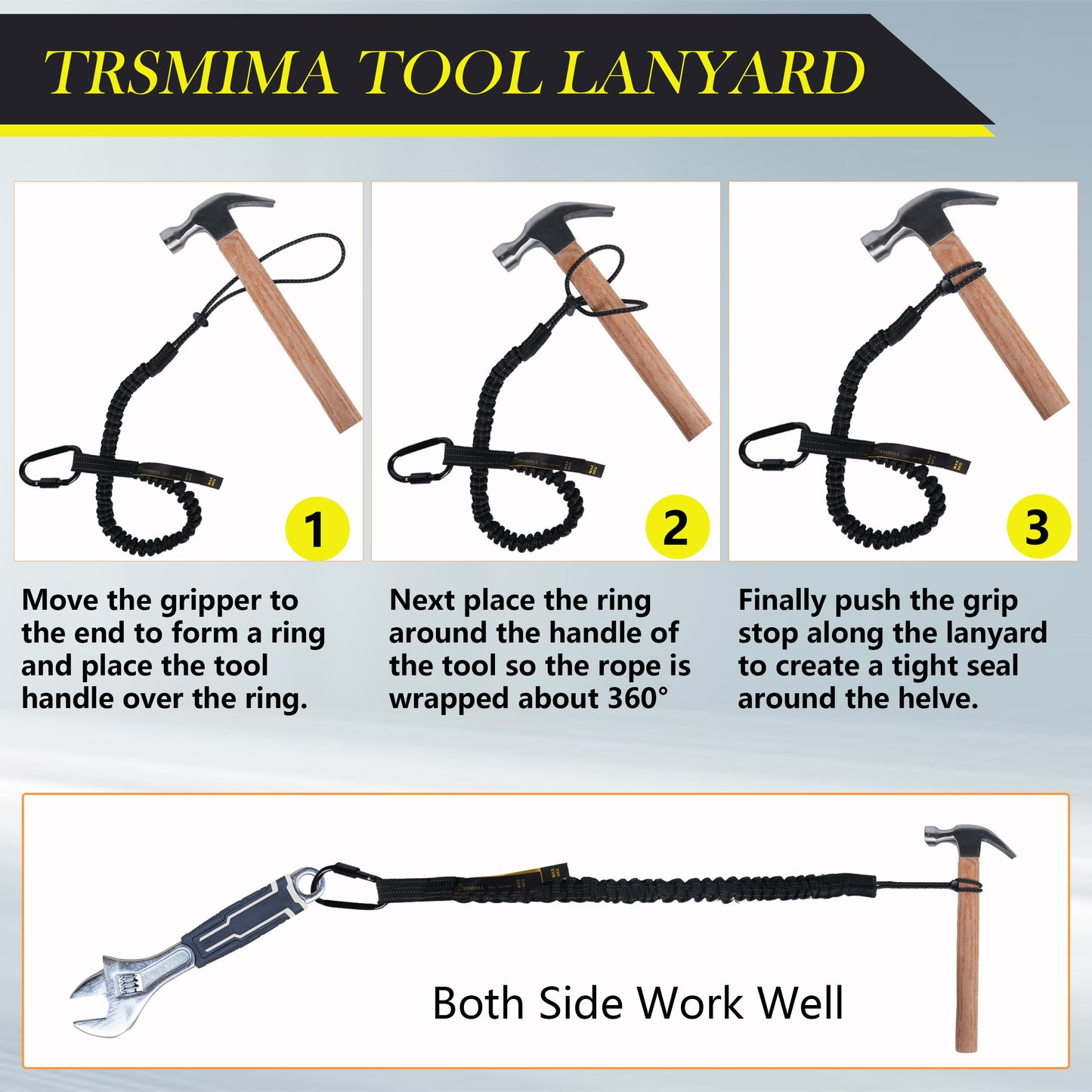 TRSMIMA Safety Tether Tool Lanyard - 1/2/3/5/12/20/50/100 Pack Stretch Strap Safety Fall Protection Tools Leash with Screw Lock Carabiner Clip Mountaineering Safety Compliance for Scaffold Erectors