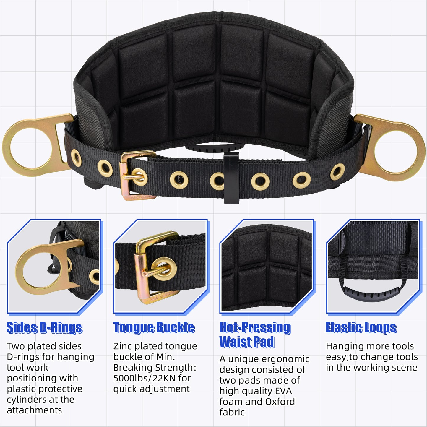 TRSMIMA Safety Harness Fall Protection - Datachable Pad Roofing Fall Arrest Safety Harness Construction Phone Pocket Reflective Strap Friendly Night Work ANSI