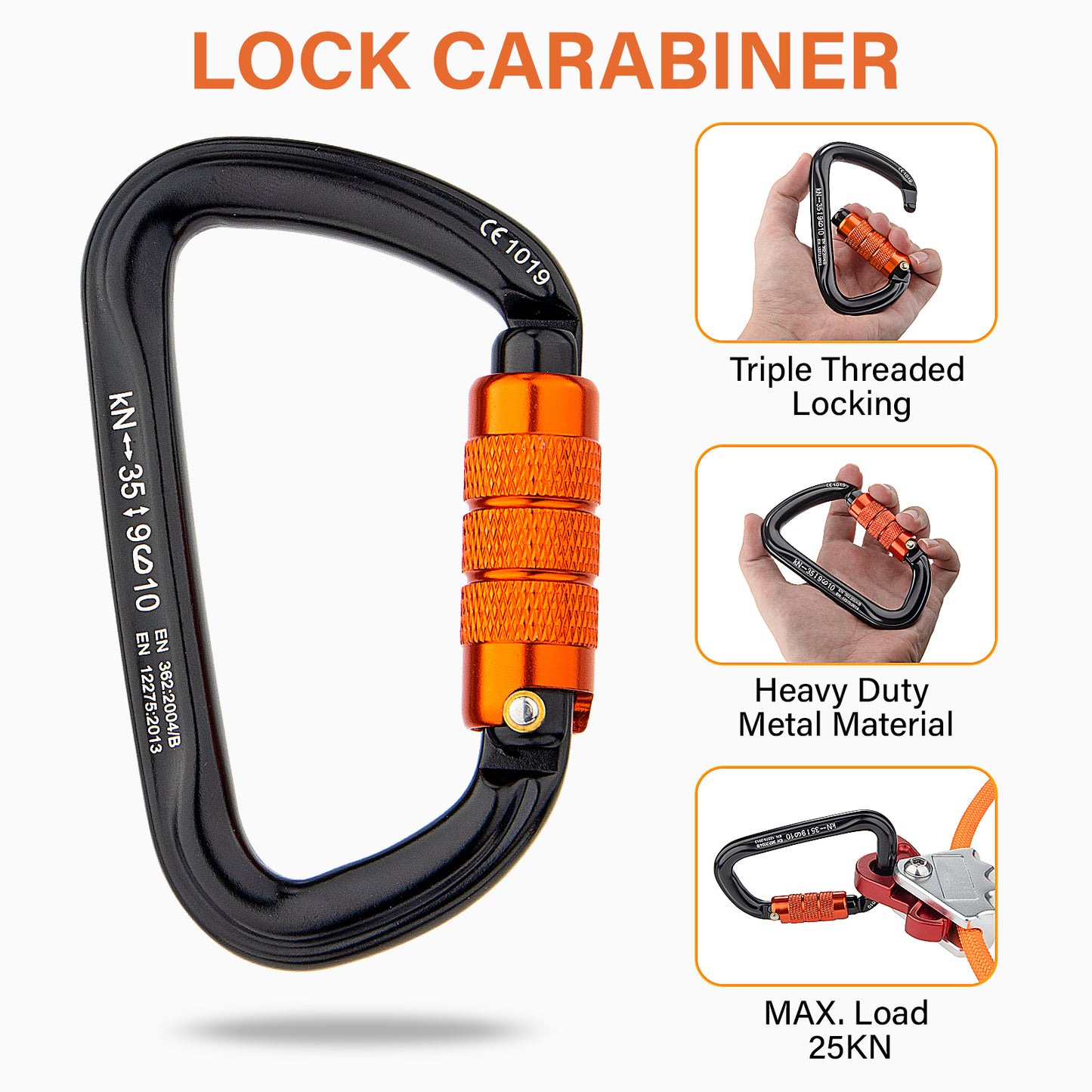 TRSMIMA Steel Wire Core Flipline - 8ft/10ft/12ft Fall Protection Arborist Climbing Tree Arborist 1/2" Galvanized Steel Cable Lanyard Kit with Steel Swivel Snap Hook Triple Lock Carabiner Rope Grab