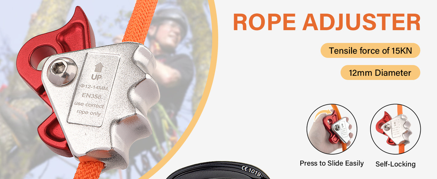 TRSMIMA Steel Wire Core Flipline - 8ft/10ft/12ft Fall Protection Arborist Climbing Tree Arborist 1/2" Galvanized Steel Cable Lanyard Kit with Steel Swivel Snap Hook Triple Lock Carabiner Rope Grab