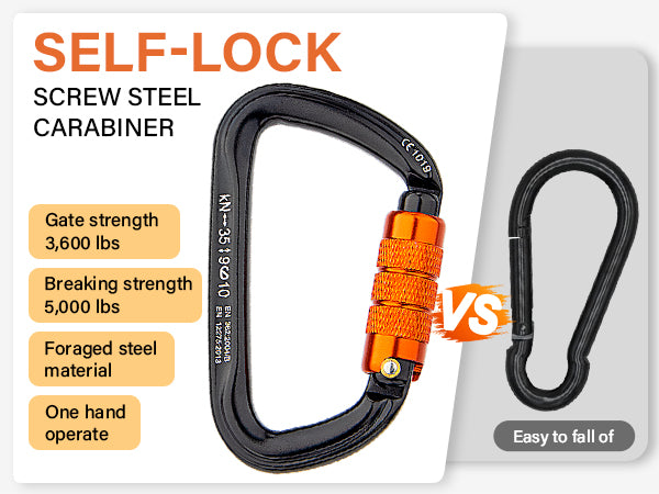 TRSMIMA Steel Wire Core Flipline - 8ft/10ft/12ft Fall Protection Arborist Climbing Tree Arborist 1/2" Galvanized Steel Cable Lanyard Kit with Steel Swivel Snap Hook Triple Lock Carabiner Rope Grab