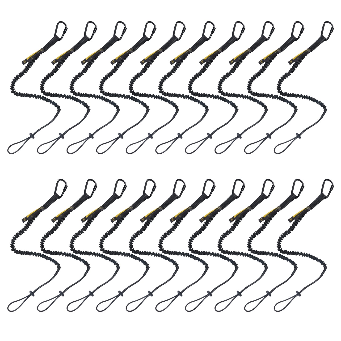 TRSMIMA Safety Tether Tool Lanyard - 1/2/3/5/12/20/50/100 Pack Stretch Strap Safety Fall Protection Tools Leash with Screw Lock Carabiner Clip Mountaineering Safety Compliance for Scaffold Erectors