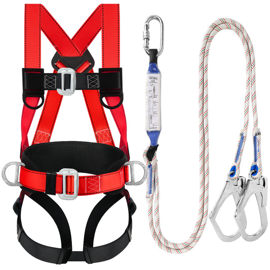 TT TRSMIMA Safety Harness Fall Protection Kit - Full Body Roofing harnesses with Shock Absorbing Lanyard Upgrade Paded