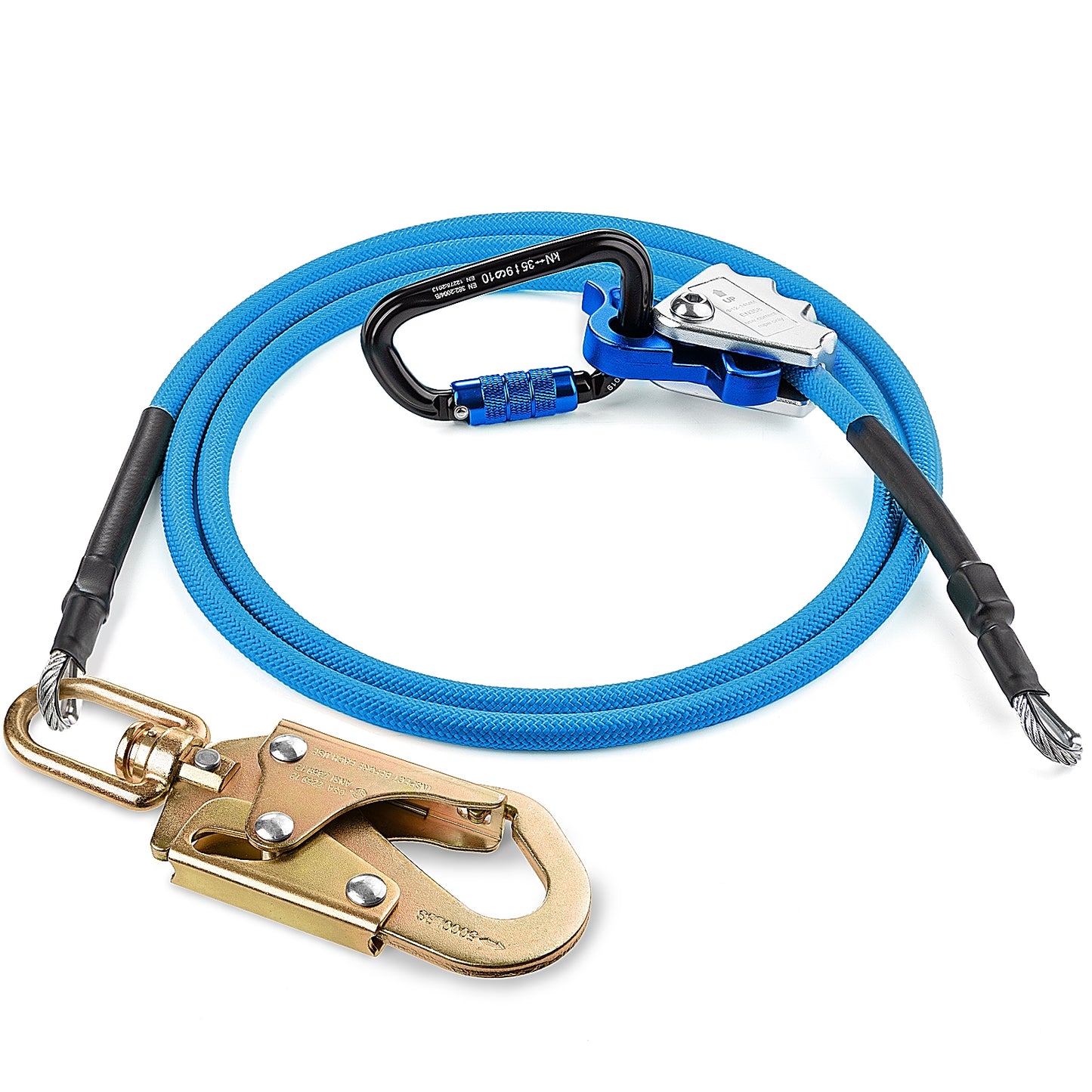 TRSMIMA Steel Wire Core Flipline - 8ft/10ft/12ft Fall Protection Arborist Climbing Tree Arborist 1/2" Galvanized Steel Cable Lanyard Kit with Steel Swivel Snap Hook Triple Lock Carabiner Rope Grab