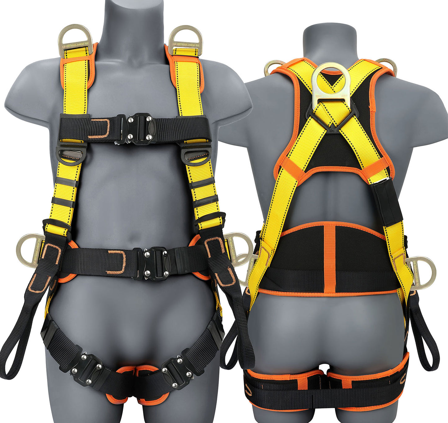 Safety Harness Fall Protection Upgrade 4 Quick Buckles Construction Full Body Harness with 6 Adjustment D-ring