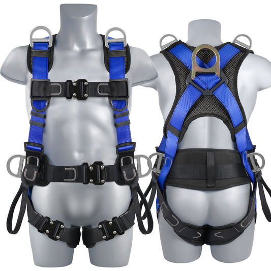 Safety Harness Fall Protection Upgrade 4 Quick Buckles Construction Full Body Harness with 6 Adjustment D-ring