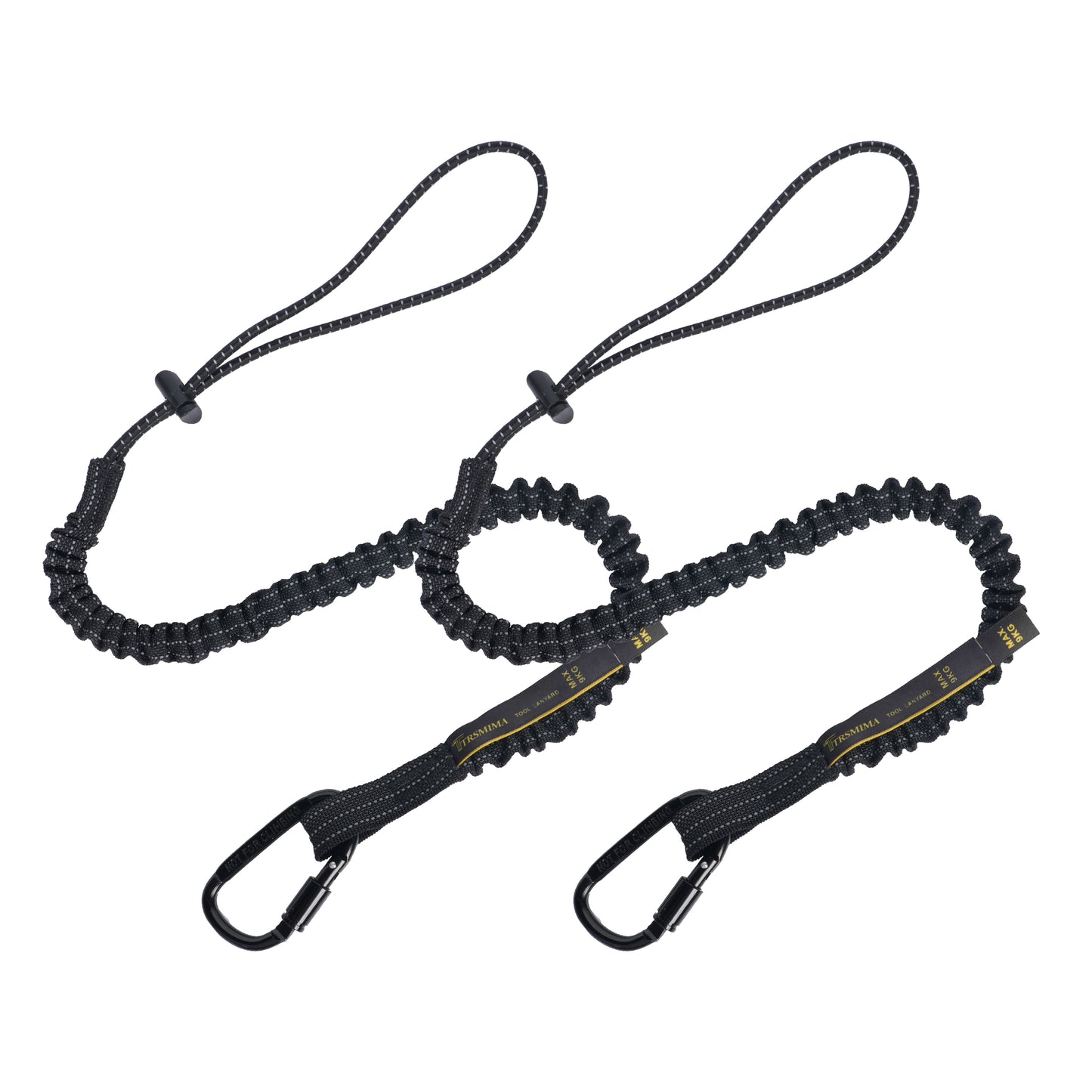 TRSMIMA Safety Tether Tool Lanyard - 1/2/3/5/12/20/50/100 Pack Stretch Strap Safety Fall Protection Tools Leash with Screw Lock Carabiner Clip Mountaineering Safety Compliance for Scaffold Erectors