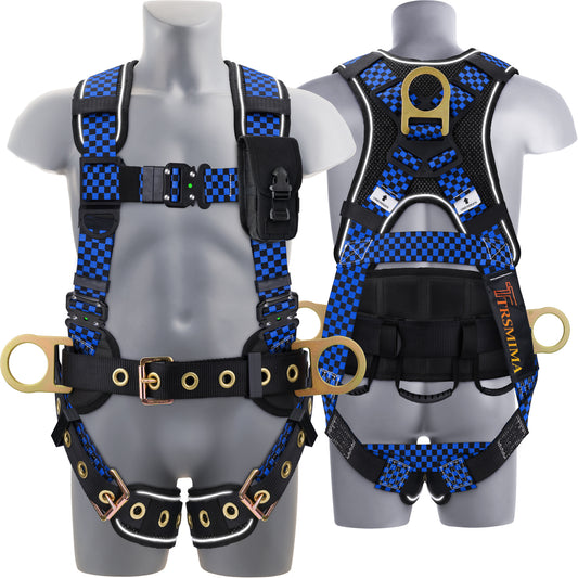 TRSMIMA Safety Harness Fall Protection - Datachable Pad Roofing Fall Arrest Safety Harness Construction Phone Pocket Reflective Strap Friendly Night Work ANSI