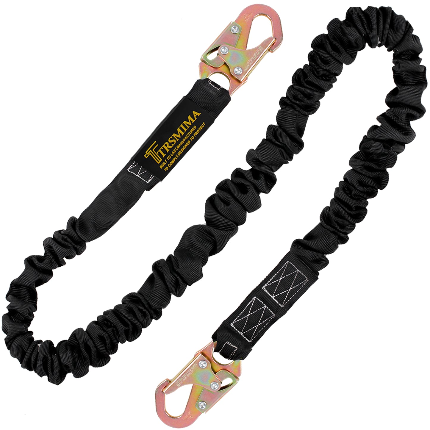 TRSMIMA Safety Harness Lanyard Retractable - Fall Protection Climbing Tree Strap 6 FT Single Leg Internal Shock Absorbing with Dual Snap Hook