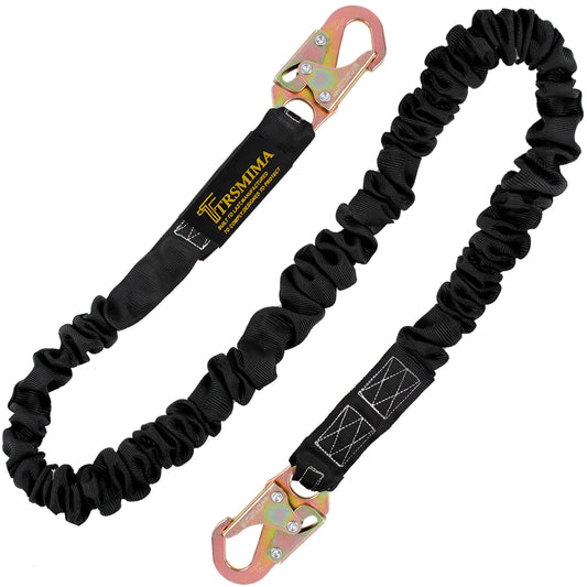 TRSMIMA Safety Harness Lanyard Retractable - Fall Protection Climbing Tree Strap 6 FT Single Leg Internal Shock Absorbing with Dual Snap Hook