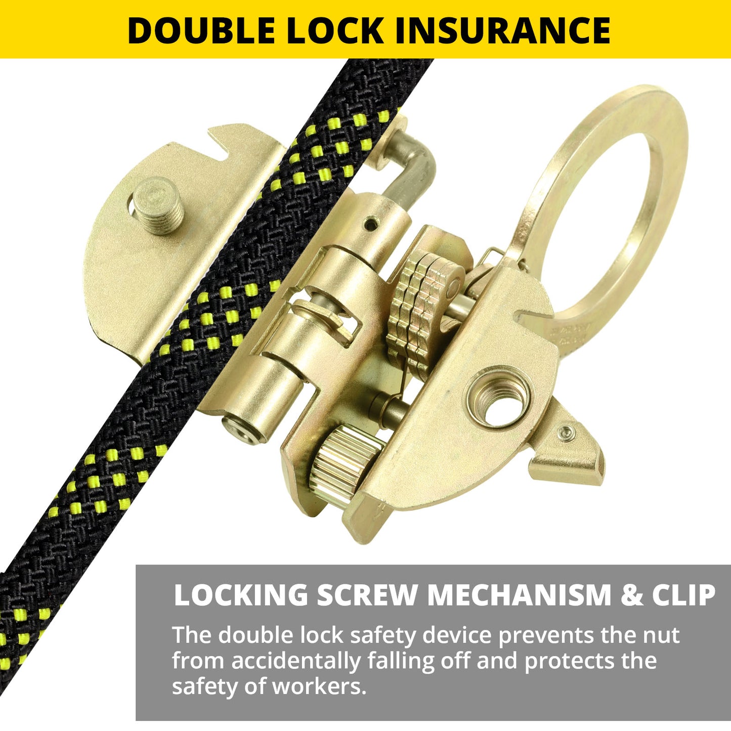 TRSMIMA Rope Grab Fall Protection - Auto Trail Double Locking Rope Grabs Used with 5/8”Rope Anti-Panic Feature for Construction Climbing Roofing Equipment 310 lb. Capacity