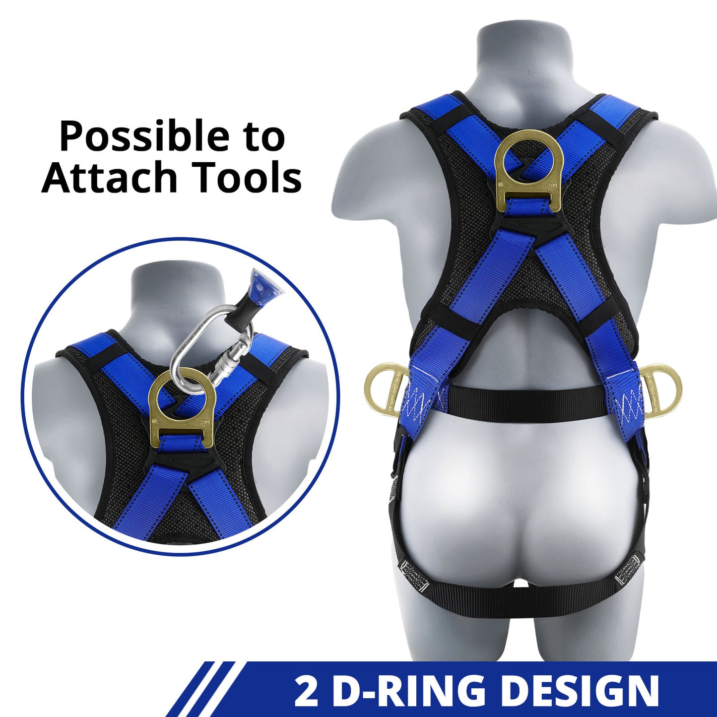 TRSMIMA Safety Harness Fall Protection - Fall Arrest Climbing Roofing Work Belt with Back Shoulder Padded D-Ring Grommet Legs Approved ANSI