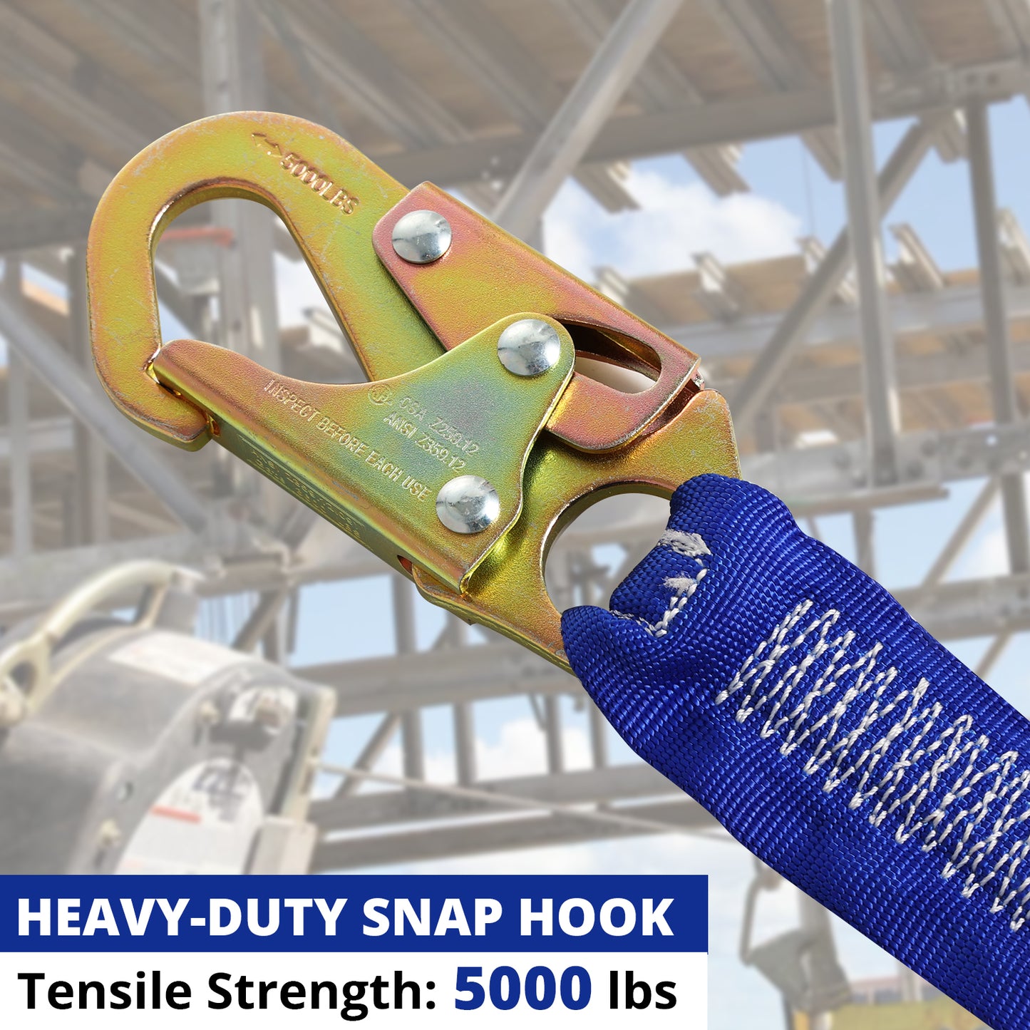 TRSMIMA Safety Harness Fall Protection - Full Body Construction Roofing Harness Kit Attached 6 ft Lanyard ANSI