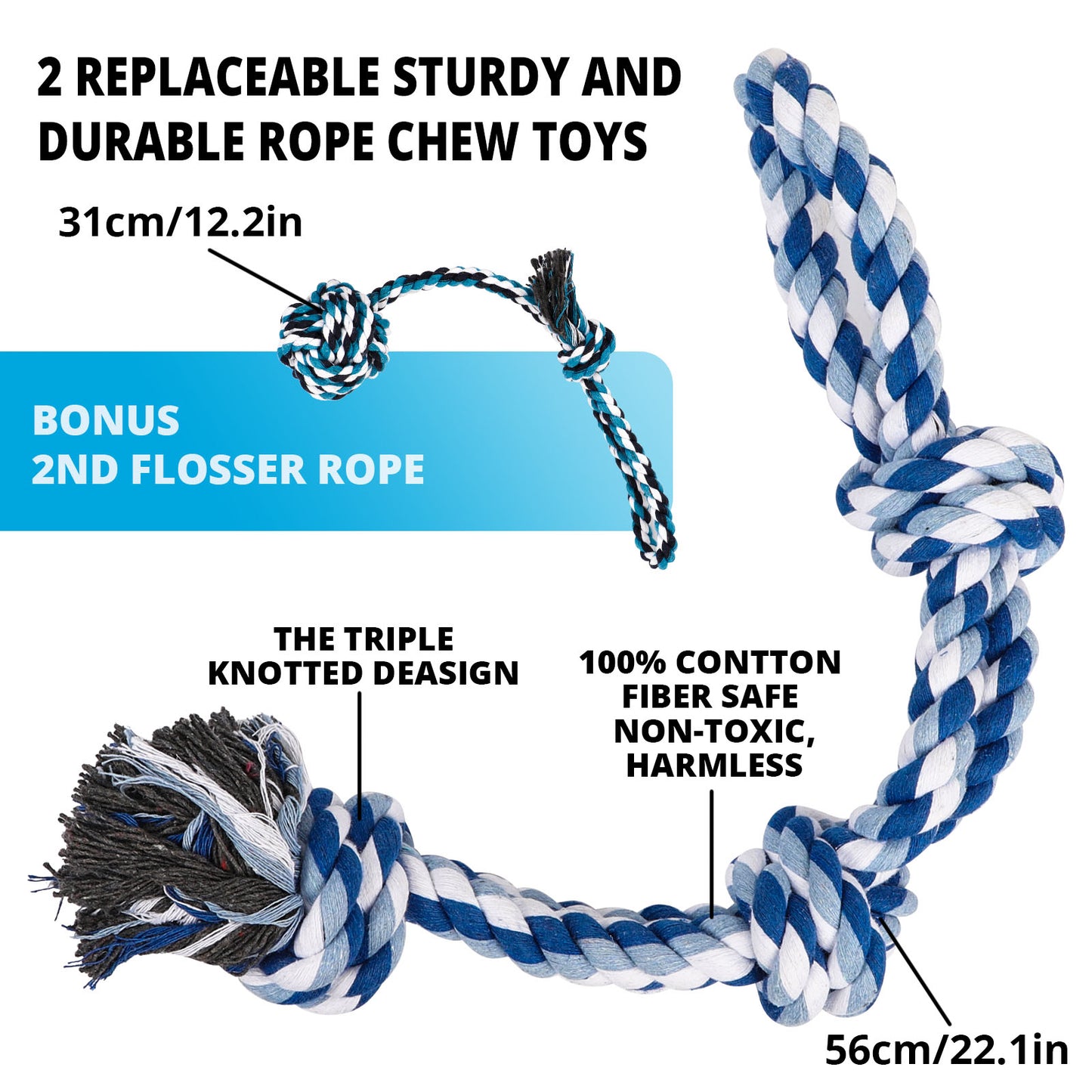TT TRSMIMA Spring Pole Rope Toys: Rope Pull & Tug of War with a Big Spring Pole Kit & 2 Strong 16ft Toys - Muscle Builder Interactive Toy for Pitbull Medium to Large Dog