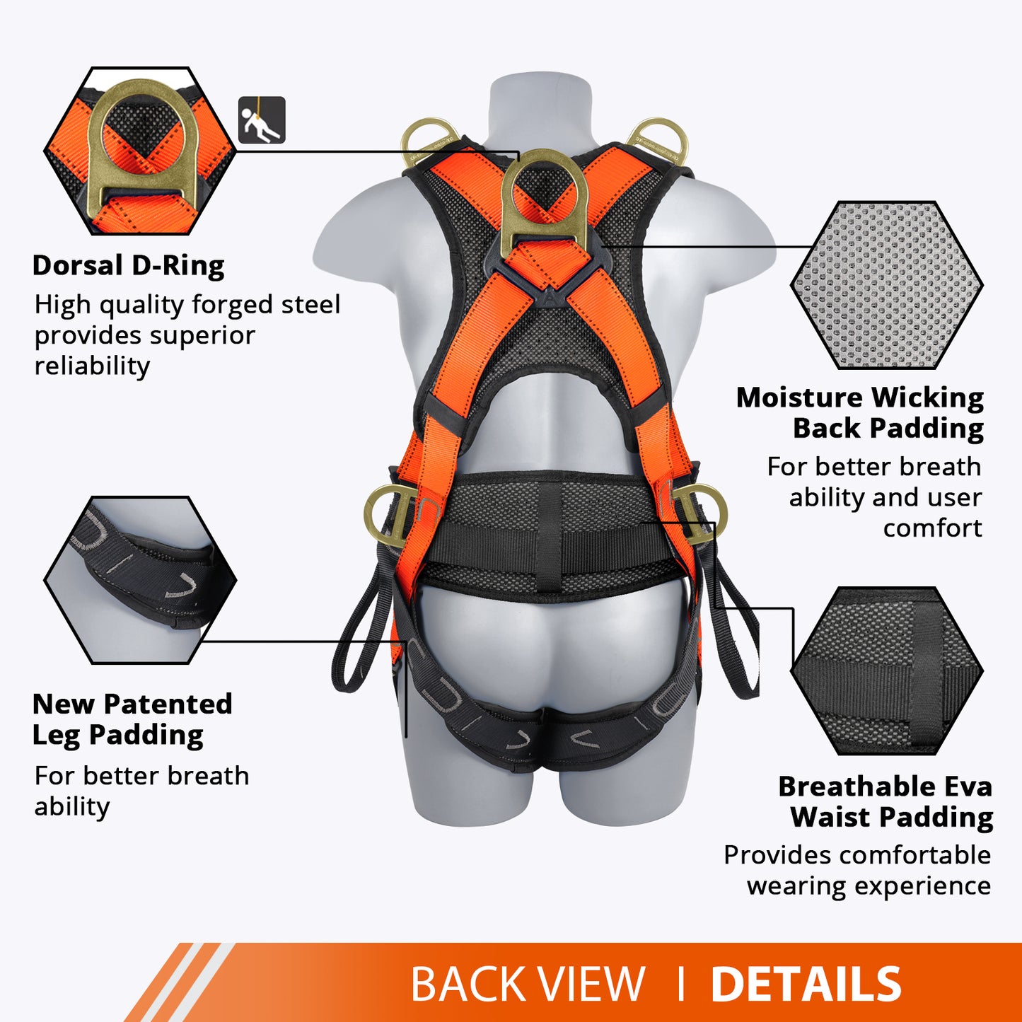 TT TRSMIMA Safety Harness Fall Protection Upgrade 4 Quick Buckles Construction Full Body Harness 6 Adjustment D-ring