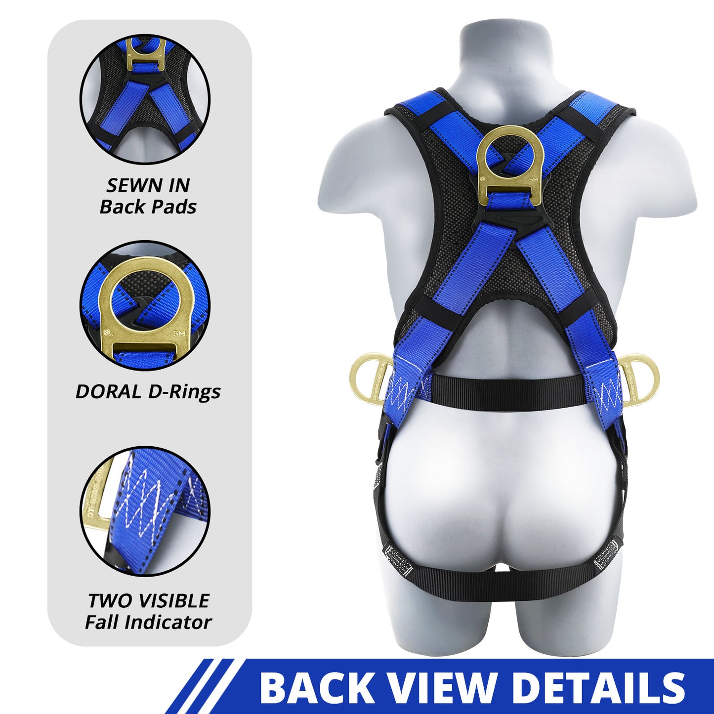 TRSMIMA Safety Harness Fall Protection - Fall Arrest Climbing Roofing Work Belt with Back Shoulder Padded D-Ring Grommet Legs Approved ANSI