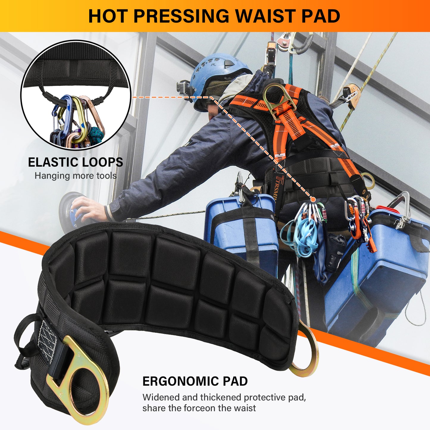 Trsmima Safety Harness Fall Protection - Roof Full Body Harness Men Construction Work Belt Tongue & Quick Connected Buckle