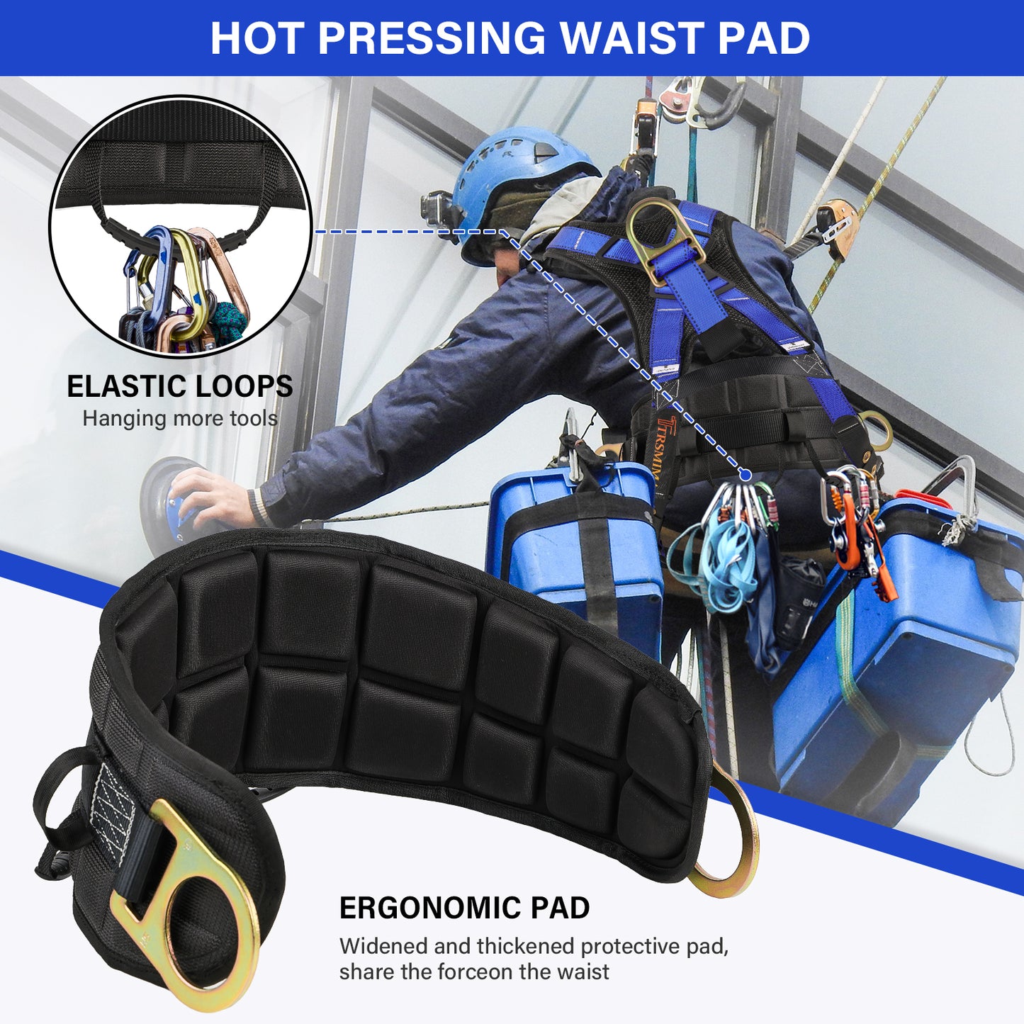 Trsmima Safety Harness Fall Protection - Roof Full Body Harness Men Construction Work Belt Tongue & Quick Connected Buckle