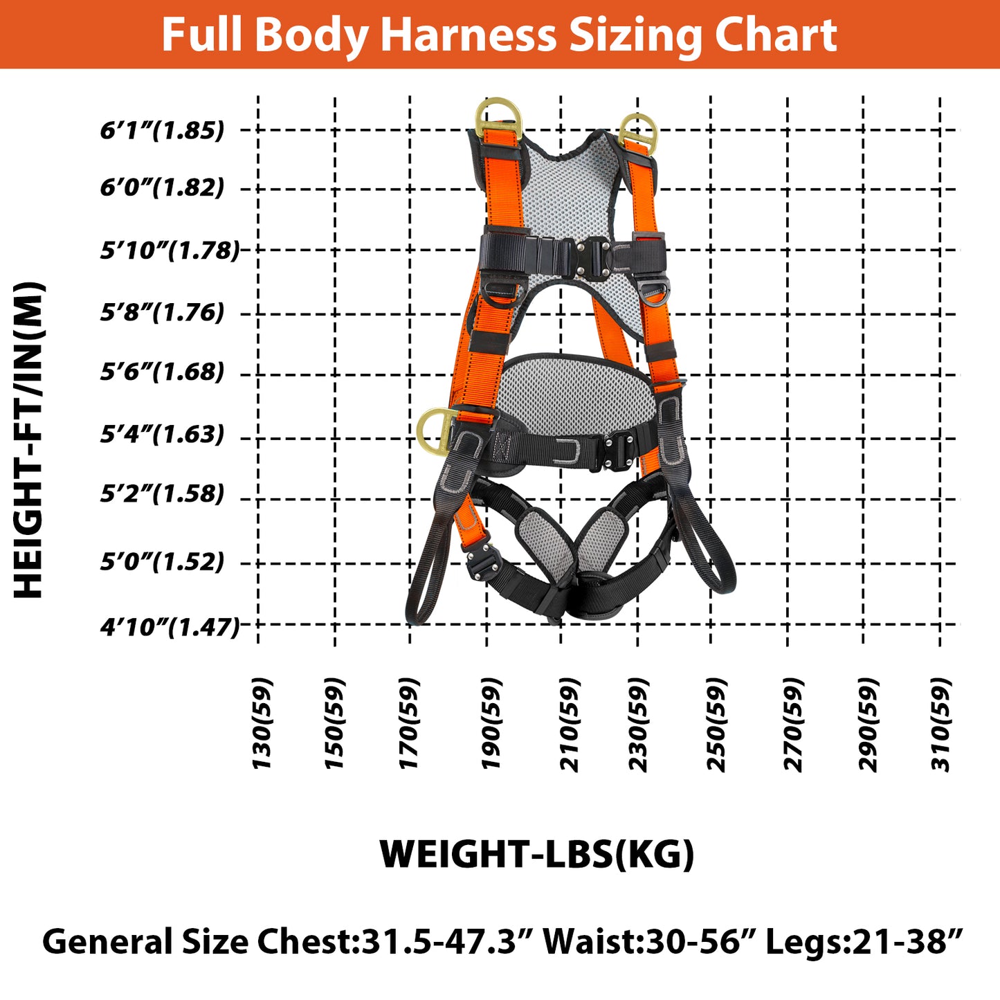 TT TRSMIMA Safety Harness Fall Protection Upgrade 4 Quick Buckles Construction Full Body Harness 6 Adjustment D-ring