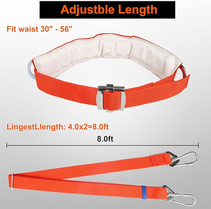 TT TRSMIMA Safety Belt with Adjustable Lanyard - Tree Climbing Belt Harness with Fall Protection, Ladder Safety Harness and Sports Gloves
