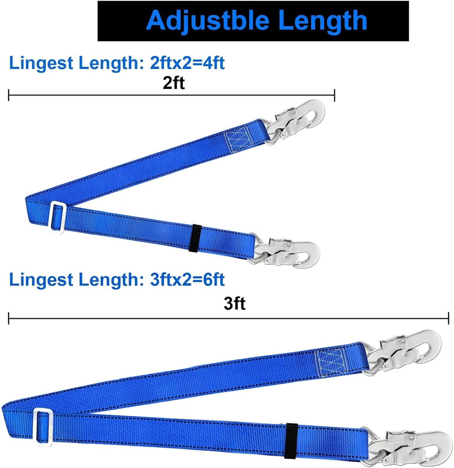 Trsmima Hunting Safety Harness, Tree Climbing Belt Restraint Lanyards, Safety Adjustable Lanyard, Add Level