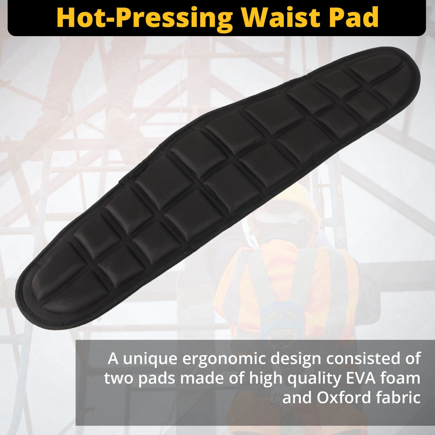 TRSMIMA Safety Harness Climbing Belt - Black Body Fall Protection Men Roof Tree Work Waist-Tongue Buckle Pad D-Ring