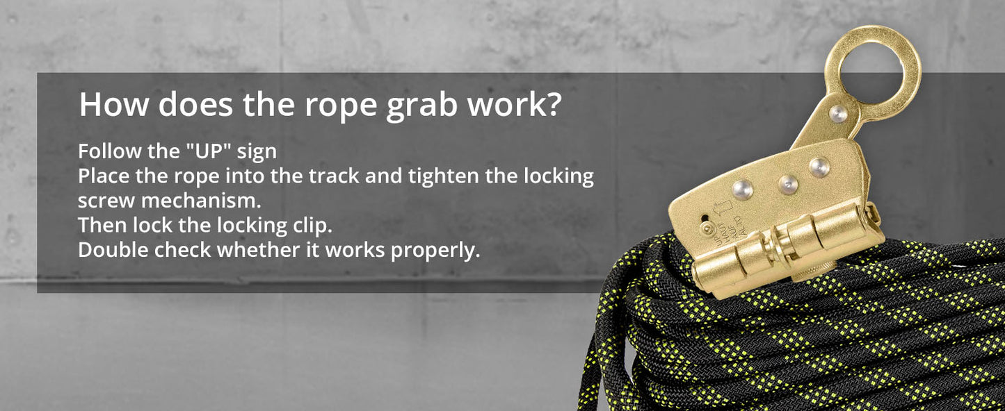 TRSMIMA Rope Harness Safety Lanyard：25ft/50ft/100ft/150ft  Vertical Roofing Rope With Grab Snap Hooks Shock Absorber - Fall Protection Tree Climbing Line Kit Heavy Duty Roof Safety Equipment ANSI CE