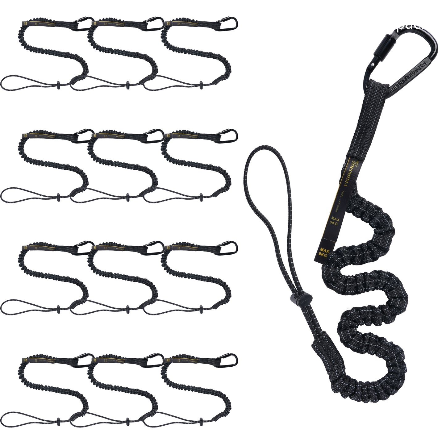 TRSMIMA Safety Tether Tool Lanyard - 1/2/3/5/12/20/50/100 Pack Stretch Strap Safety Fall Protection Tools Leash with Screw Lock Carabiner Clip Mountaineering Safety Compliance for Scaffold Erectors