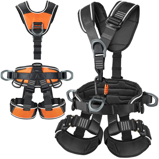TRSMIMA Safety Harness Fall Protection - Roofing Full Body Climbing Harness Men Tree Work Rock Climbing Chest Ascender Detachable Design