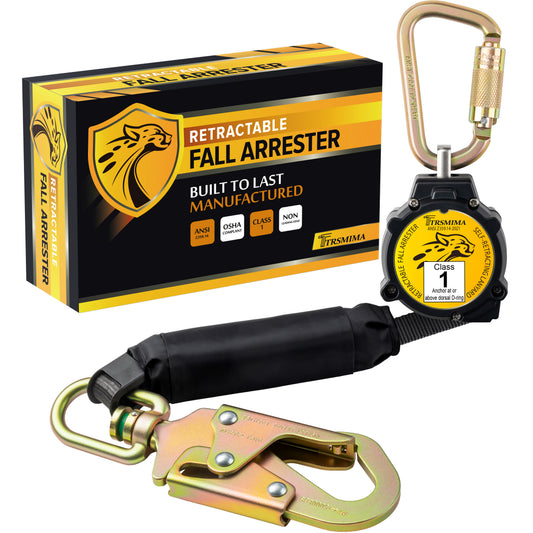 TRSMIMA Retractable Lanyard Fall Protection: 6FT Webbing Self Retracting SRL Fall Arrest for Safety Harness Construction Workers